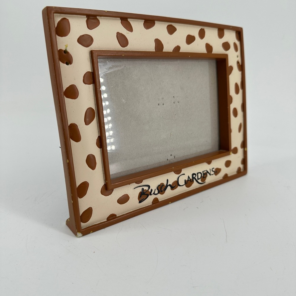 Busch Gardens Animal Print 4x6 Picture Frame Brown Cream Safari Souvenir
